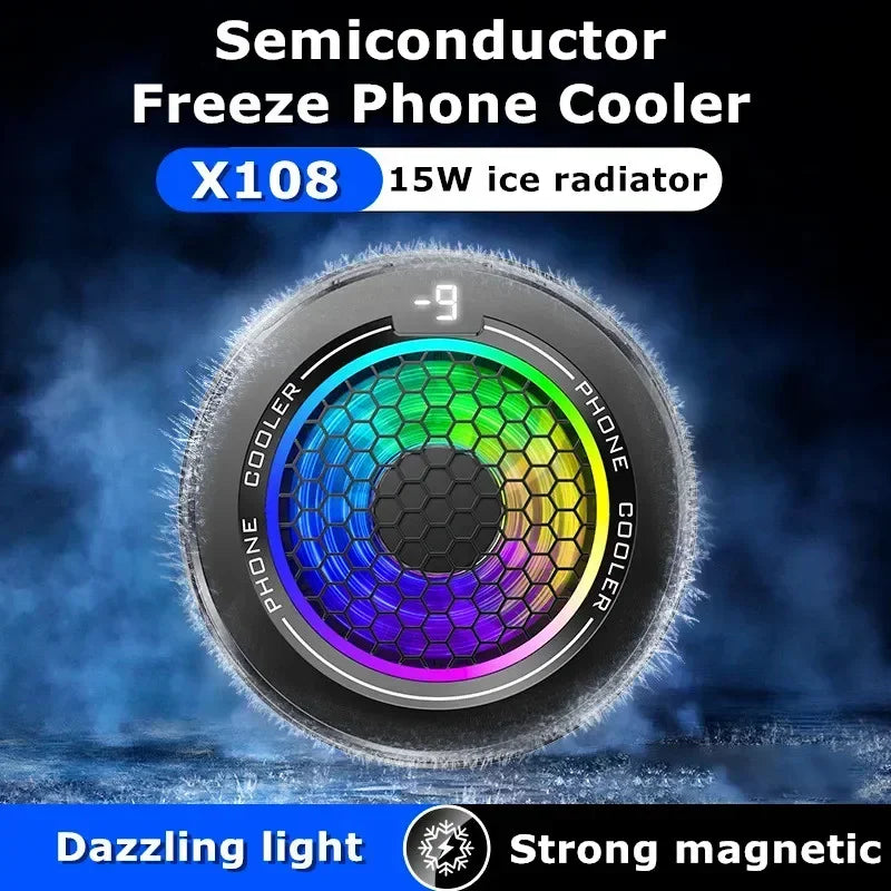 NEW X108 3 Gears Semiconductor Freeze PUBG Game Cooler Mobile Phone Magnetic/ Back Clip 2 IN 1 Cooling Radiator for IOS Android