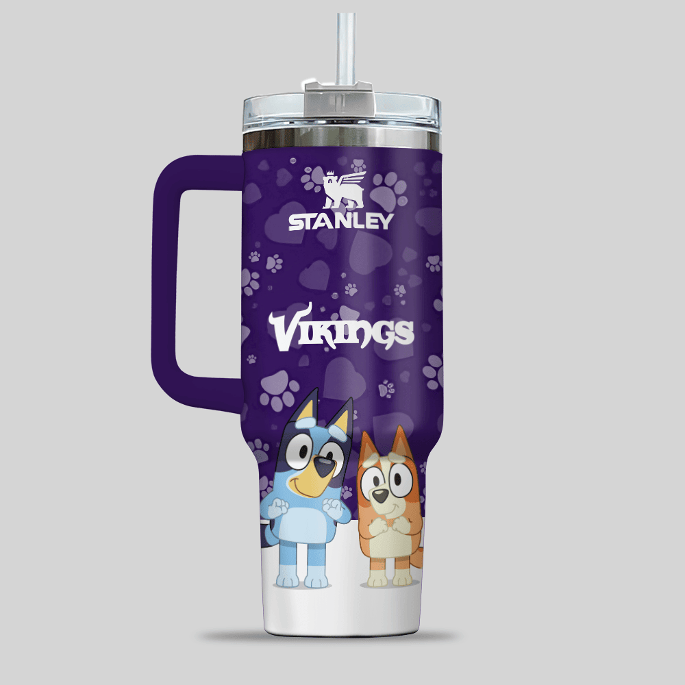 Minnesota Vikings NFL x Bluey Custom Stanley Cup 40 oz 30 oz Tumbler With Handle