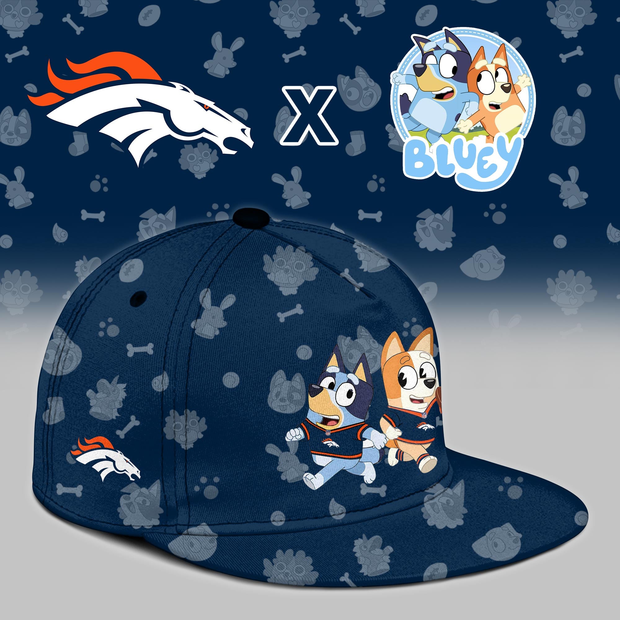 D.Broncos x Bluey Night Limited Blue Hoodie